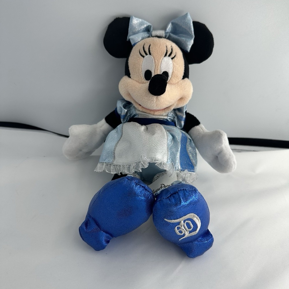 Disneyland 60th Anniversary Diamond Celebration Minnie Mouse 9" Plush Blue